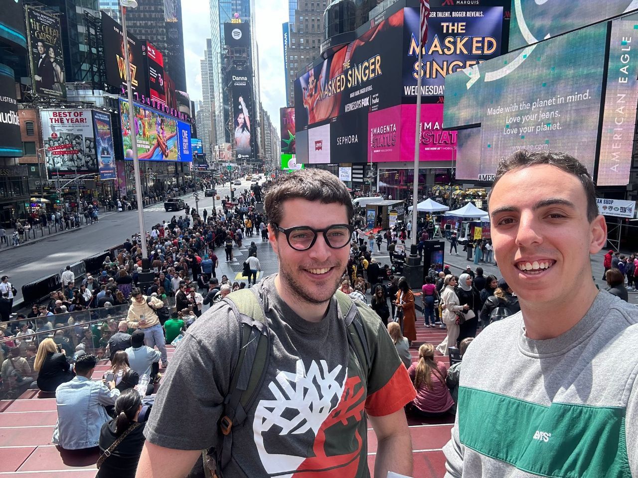 With Jhonatan in Times Square during the NGI Enrichers Fellowship, New York, 2024